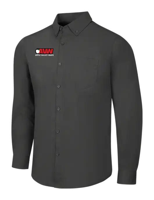 Dark Grey Long Sleeve Carefree Poplin Shirt w/Apple Valley Logo