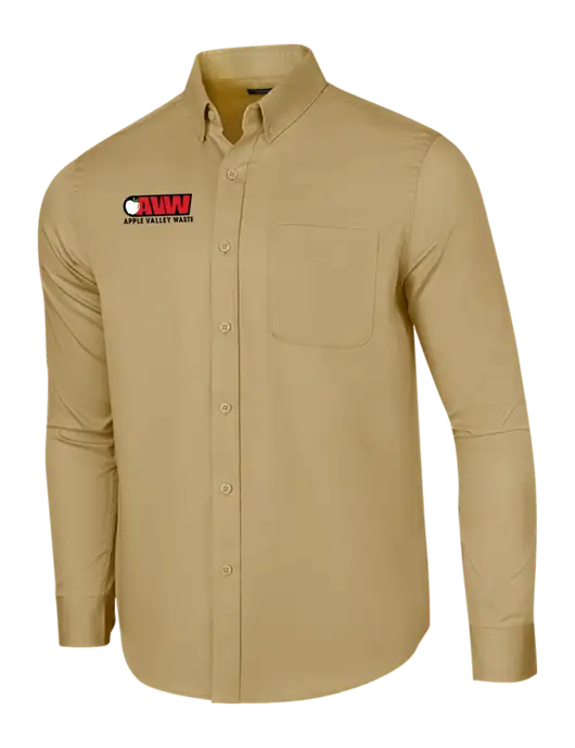 Long Sleeve Dark Tan Superpro React Twill Shirt w/Apple Valley Logo