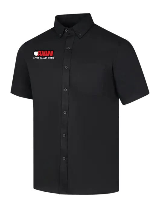 Short Sleeve Deep Black Superpro React Twill Shirt w/Apple Valley Logo