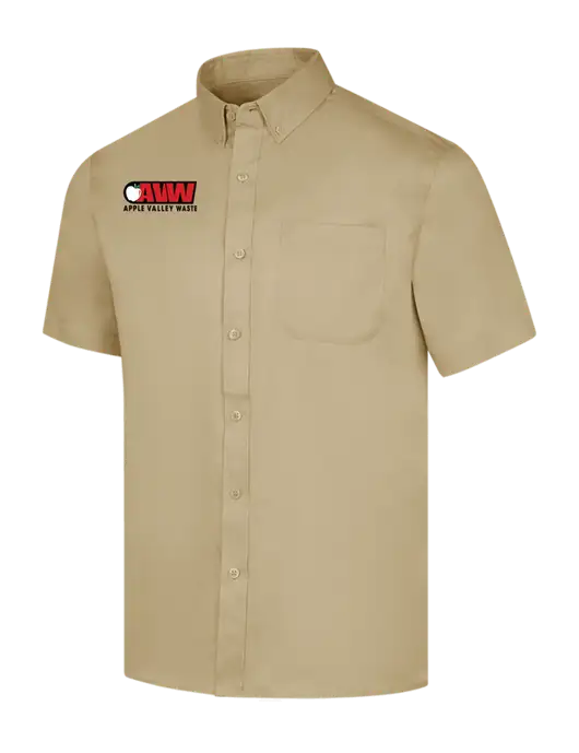 Short Sleeve Dark Tan Superpro React Twill Shirt w/Apple Valley Logo