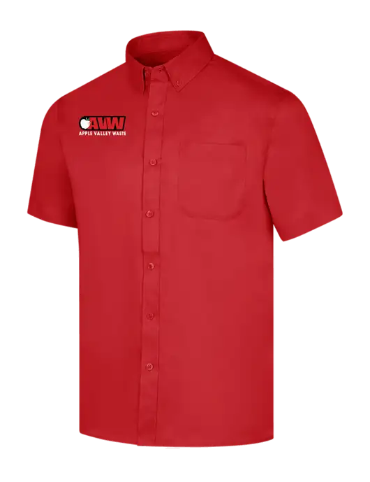 Short Sleeve Red Superpro React Twill Shirt w/Apple Valley Logo
