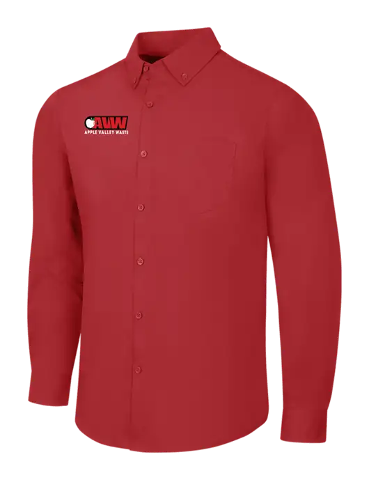Red Long Sleeve Carefree Poplin Shirt w/Apple Valley Logo