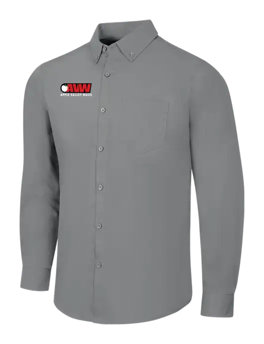 Medium Grey Long Sleeve Carefree Poplin Shirt w/Apple Valley Logo