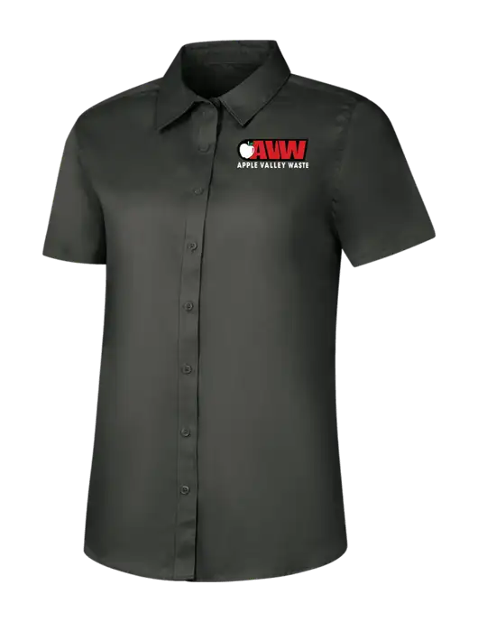 Womens Dark Grey Short Sleeve Superpro React Twill Shirt w/Apple Valley Logo
