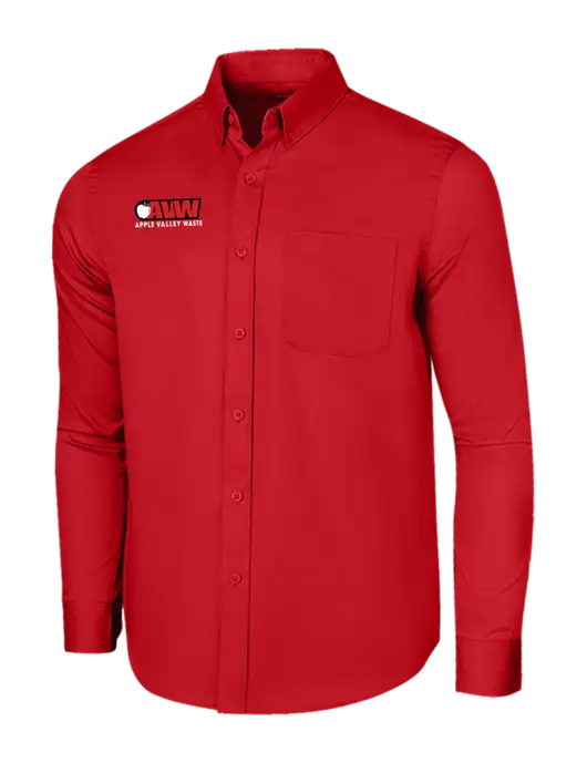 Long Sleeve Red Superpro React Twill Shirt w/Apple Valley Logo