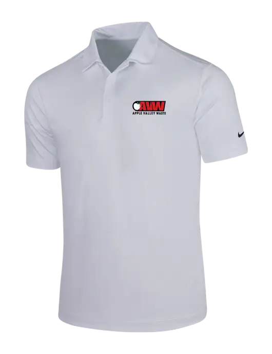 NIKE White Dri-Fit Vertical Mesh Polo w/Apple Valley Logo