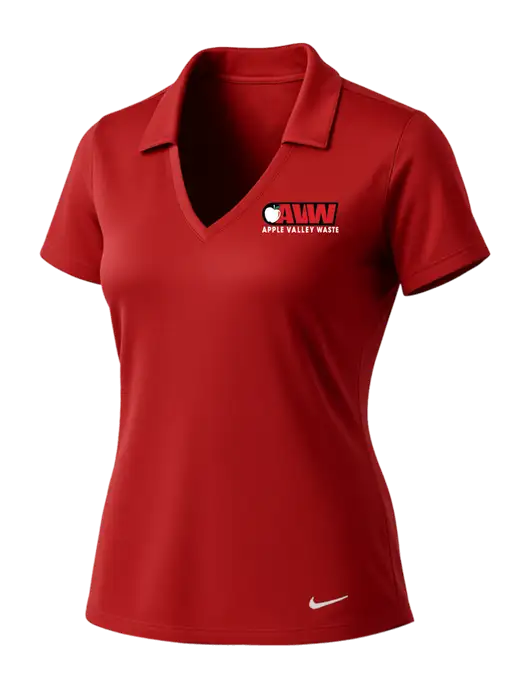 NIKE Red Womens Dri-Fit Vertical Mesh Polo w/Apple Valley Logo
