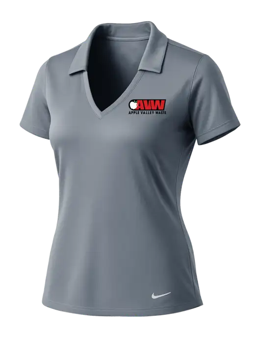 NIKE Medium Grey Womens Dri-Fit Vertical Mesh Polo w/Apple Valley Logo