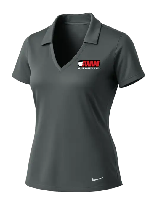NIKE Dark Grey Womens Dri-Fit Vertical Mesh Polo w/Apple Valley Logo