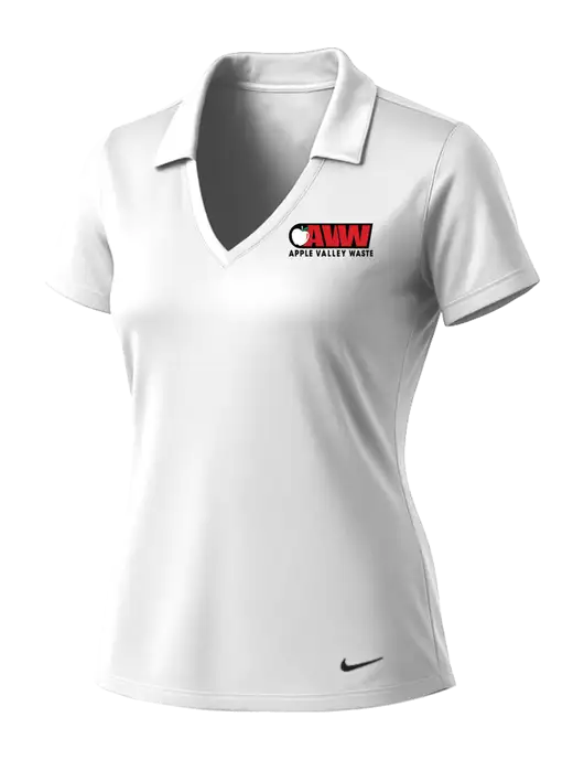 NIKE White Womens Dri-Fit Vertical Mesh Polo w/Apple Valley Logo