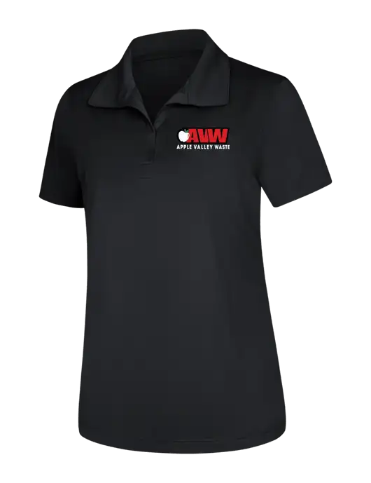 Womens Black Micropique Sport-Wick Polo w/Apple Valley Logo