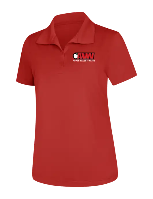 Womens Red Micropique Sport-Wick Polo w/Apple Valley Logo