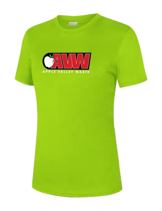Womens Safety Green PosiCharge Competitor Tee w/Apple Valley Logo