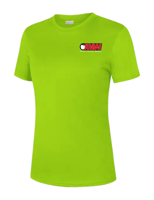 Womens Safety Green PosiCharge Competitor Tee w/Apple Valley Logo