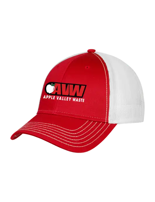 Red/White Mesh Trucker Cap Snap Back w/Apple Valley Logo