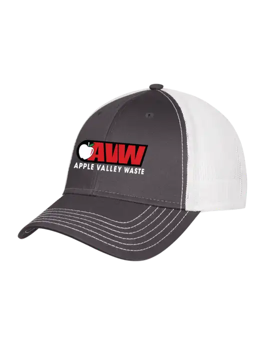 Dark Grey/White Mesh Trucker Cap Snap Back w/Apple Valley Logo