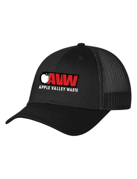 Black Mesh Trucker Cap Snap Back w/Apple Valley Logo