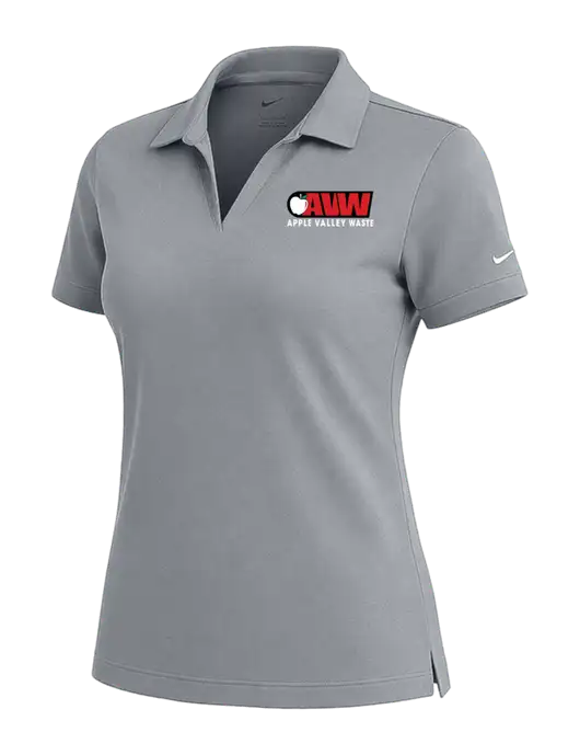 NIKE Medium Grey Womens Dri-Fit Micro Pique Polo w/Apple Valley Logo