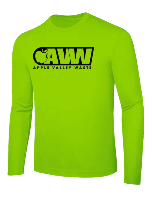 Long Sleeve Safety Green PosiCharge Competitor Tee w/Apple Valley Logo