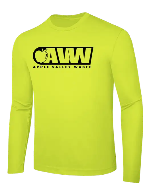 Long Sleeve Safety Yellow PosiCharge Competitor Tee w/Apple Valley Logo