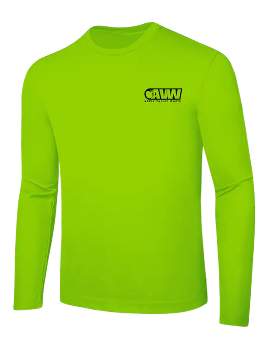 Long Sleeve Safety Green PosiCharge Competitor Tee w/Apple Valley Logo