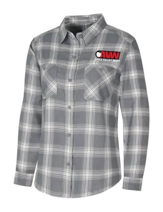 Womens Medium Grey/Cream Plaid Flannel Shirt w/Apple Valley Logo