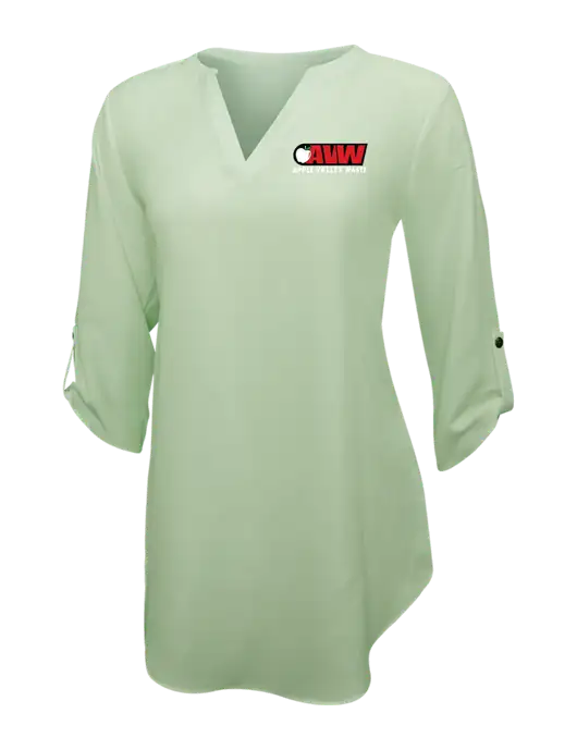 Very Light Green Womens 3/4 Sleeve Tunic Blouse w/Apple Valley Logo