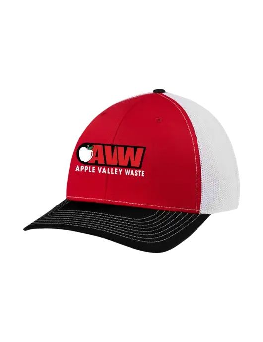 Richardson Adjustable Snapback Original 112 Trucker Cap Black/Red/White Mesh w/Apple Valley Logo