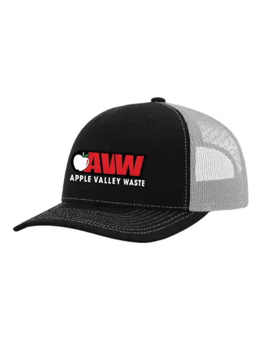 Richardson Adjustable Snapback Original 112 Trucker Cap Black w/White Mesh w/Apple Valley Logo